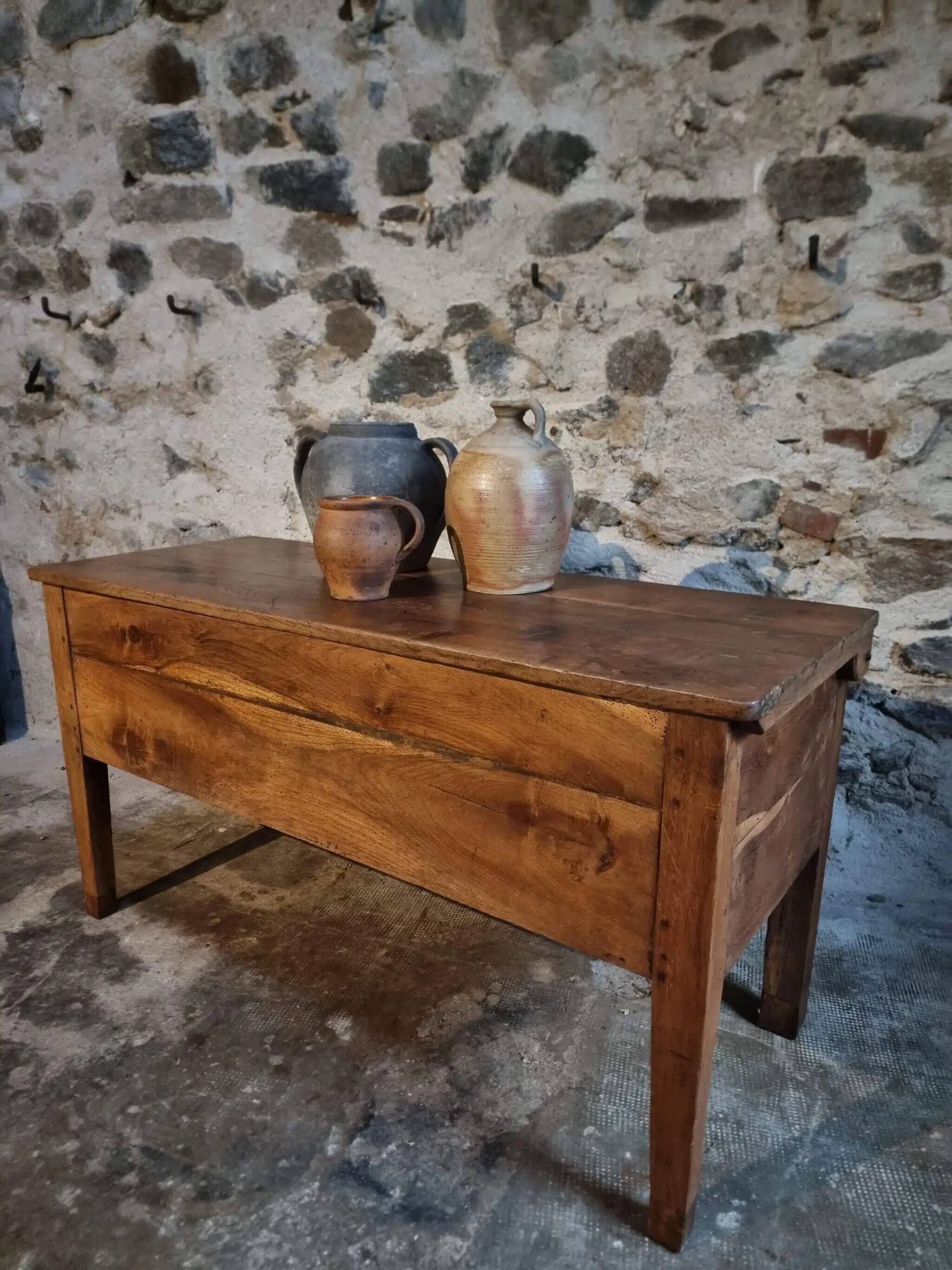 Old oak storage chest or flour bin