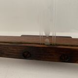 Plateau ancien en verre et bois