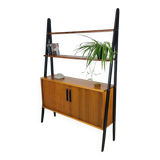 Vintage 1960s Scandinavian teak bookcase with compass legs