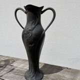 Art nouveau pewter vase 1900 signed