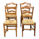 4 solid wood kitchen chairs with rush seats