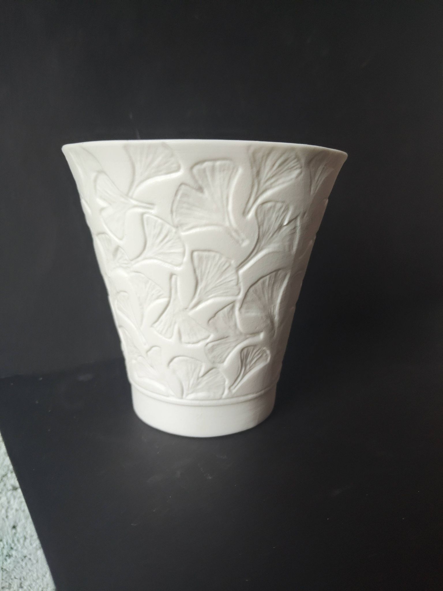 Decorative vase Jean-Louis Puivif in Limoges porcelain, Ginkgo