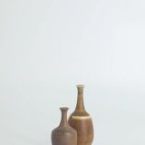 Small MidCentury Scandinavian Modern Collectible Honey Brown Stoneware Vase by Gunnar Borg, Set of 4