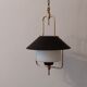 Lantern chandelier in brass and opaline glass 1940