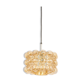 Large amber bubble glass pendant light by Helena Tynell for Limburg, Germany, 1970s.