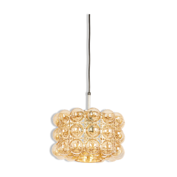Large amber bubble glass pendant light by Helena Tynell for Limburg, Germany, 1970s.