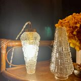 Lampe baladeuse ou suspension tulipe ancienne en verre moulé circa 70
