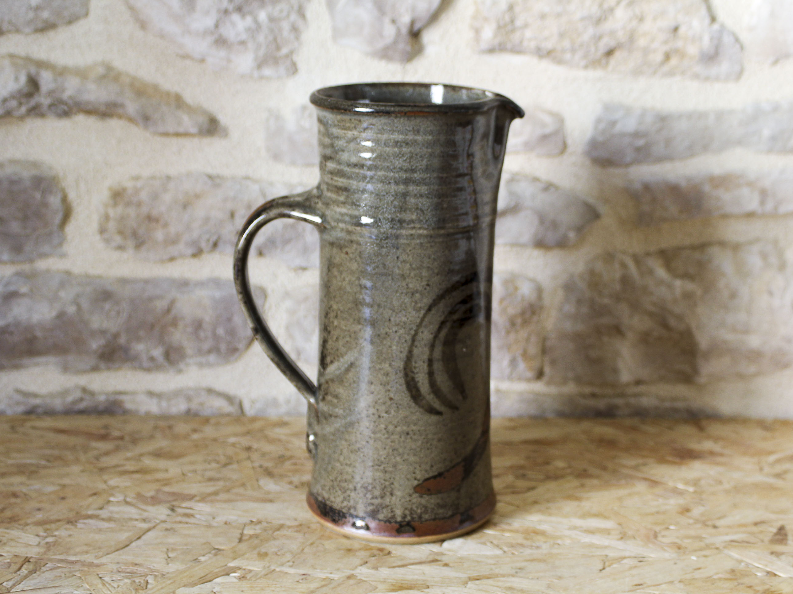Mireille Dailer and Noël Delair enameled stoneware pitcher - Blanot