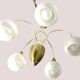 Mid Century Suspension, 5 globes in brass and opal glass, Honsel Leuchten