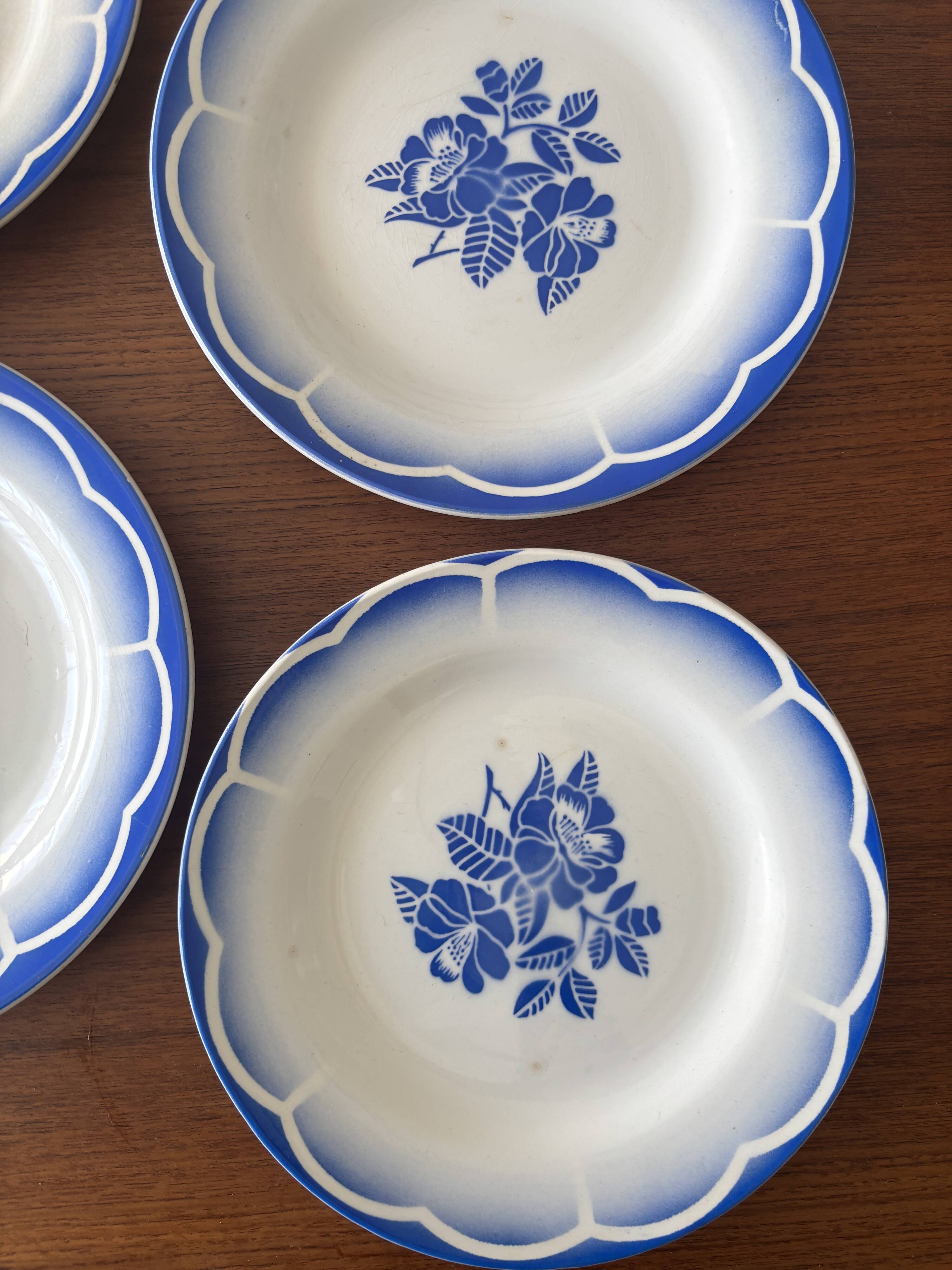 Set of 6 flat plates Digoin Sarreguemines Marsac • Vintage tableware