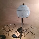 Lampe laiton 1930 art deco globe bleu moulé Clichy