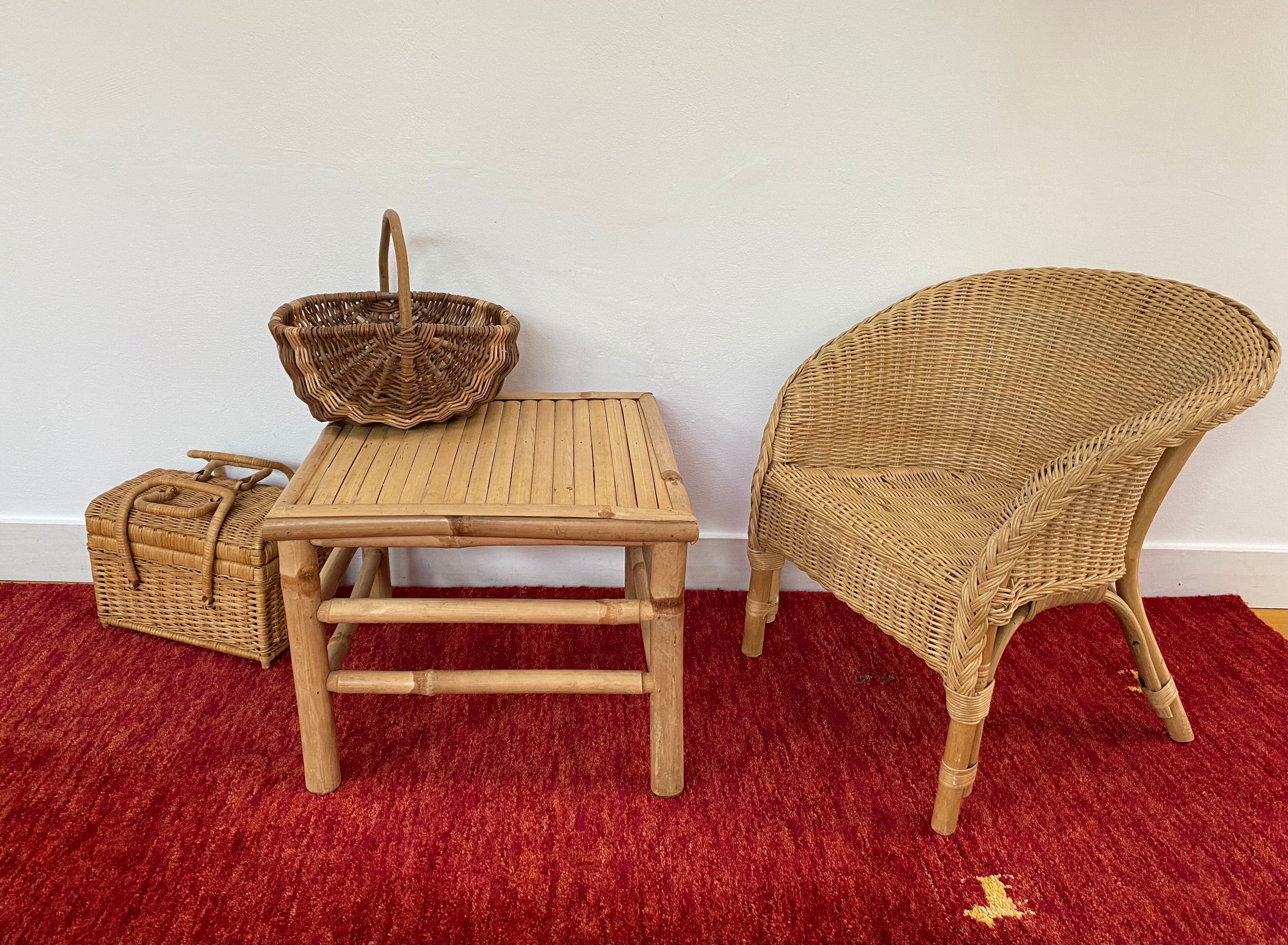 Vintage rattan bamboo coffee table