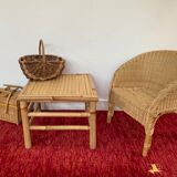 Vintage rattan bamboo coffee table