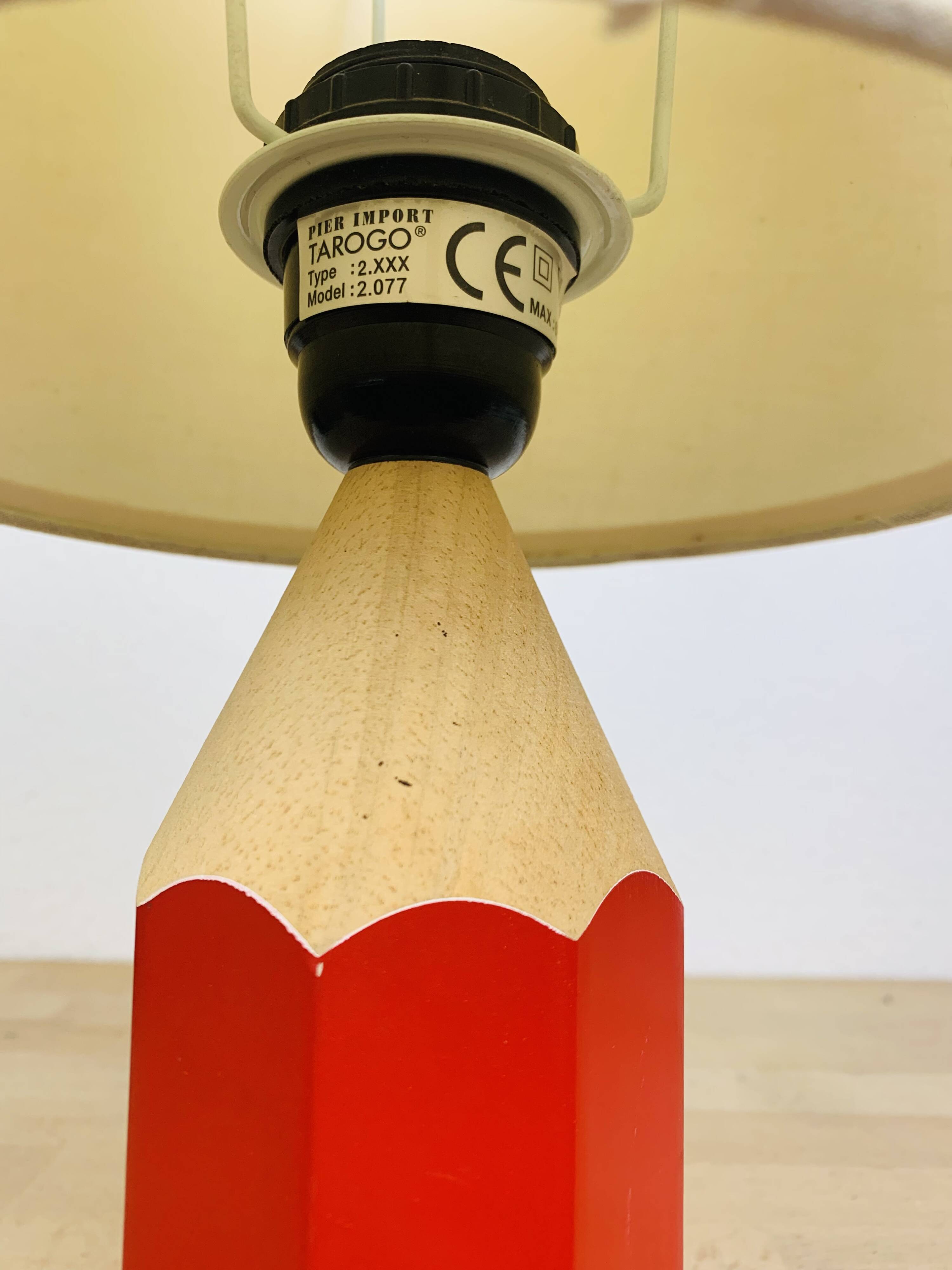 Pierre Sala vintage pencil lamp, wood, red