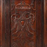 Antique walnut and fir wardrobe with drawers, Italy, 18th century.