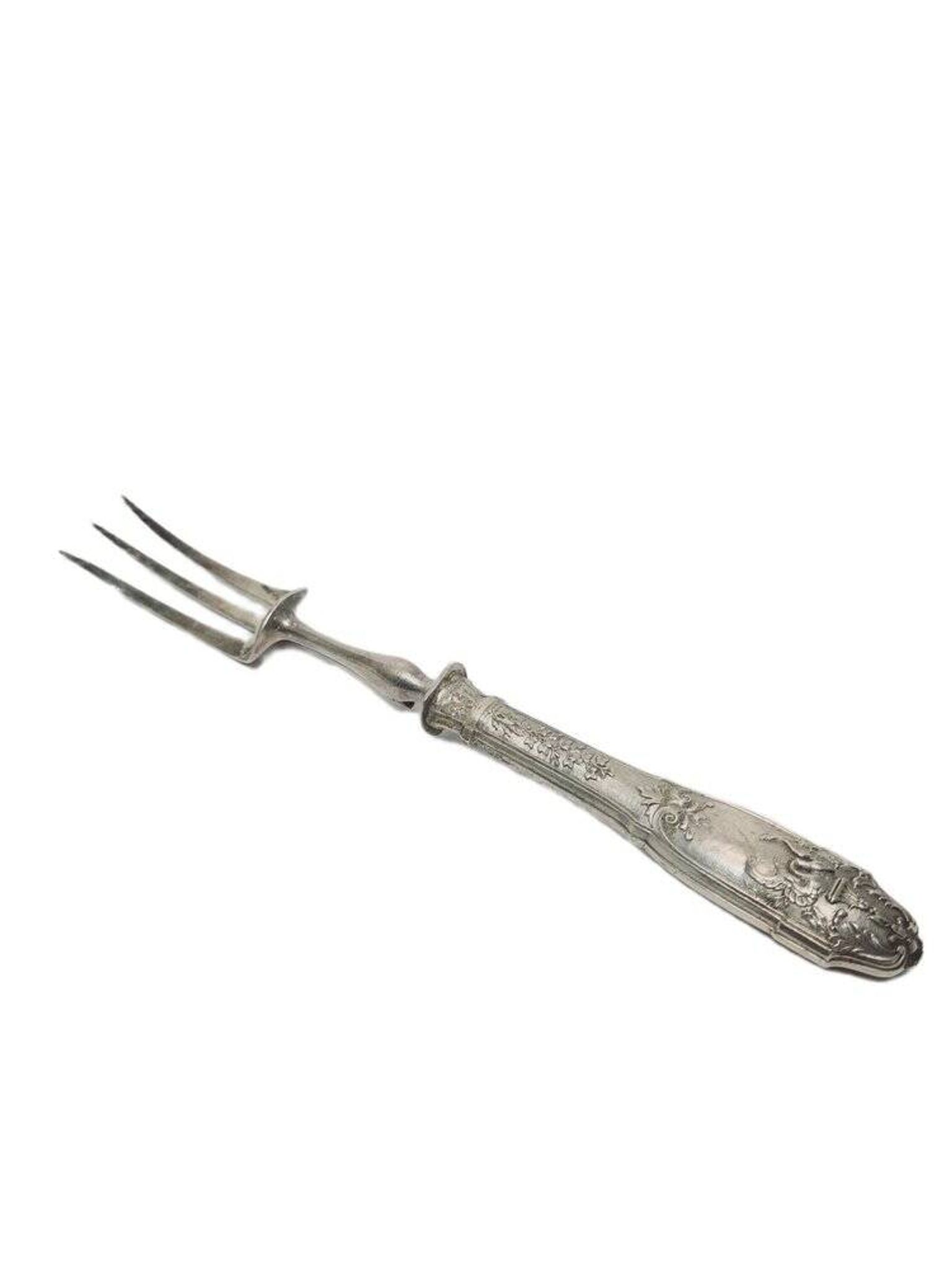 Fourchette à rôtir en argent classique, France, années 1880