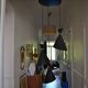 Vintage large chandelier with 3 tulips in black and gold Diabolo.