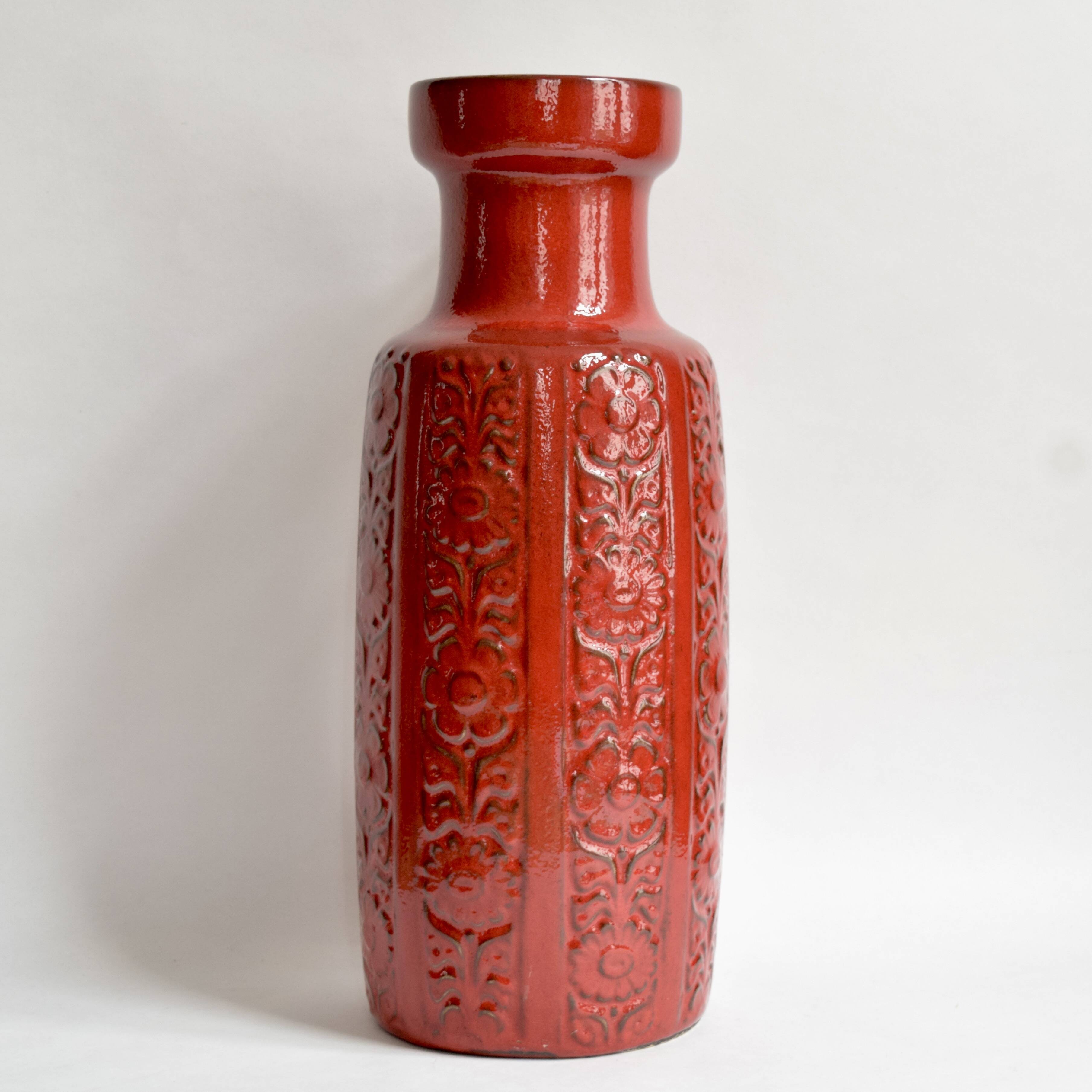 Red vase Scheurich Keramik - West Germany 480 46 - Nizza decor.