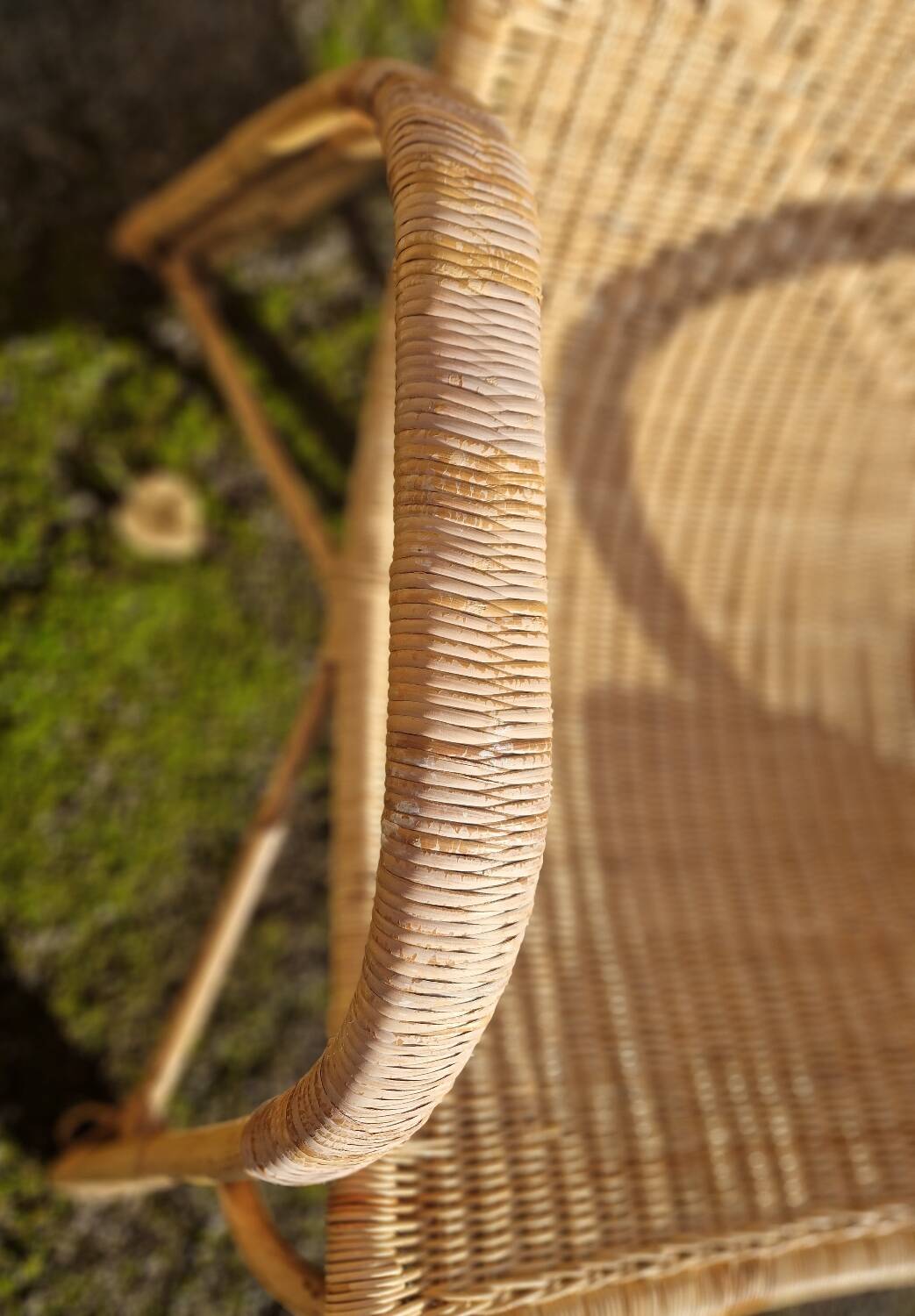 Wicker rattan deck chair from the 70s/80s