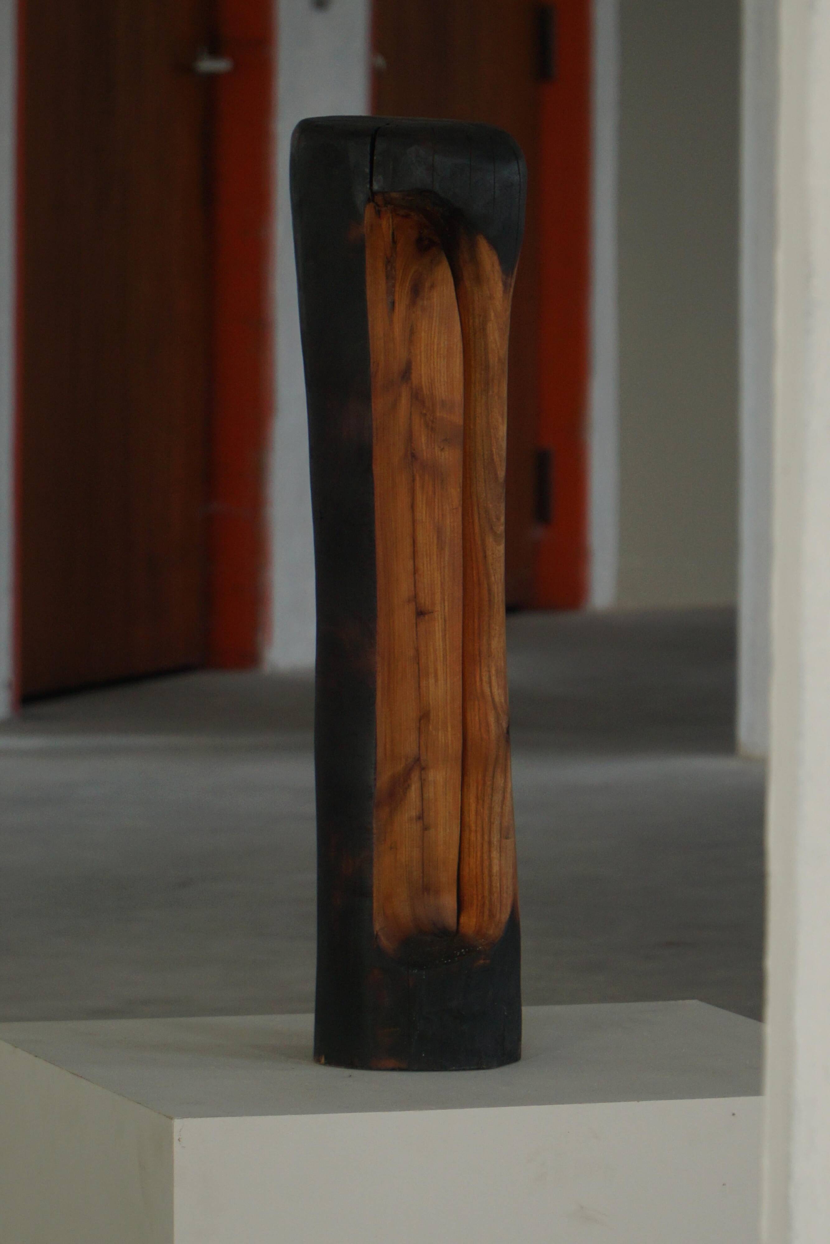 Large wooden sculpture "Black Elegance" by Ole Wettergren, Denmark, 1990s.