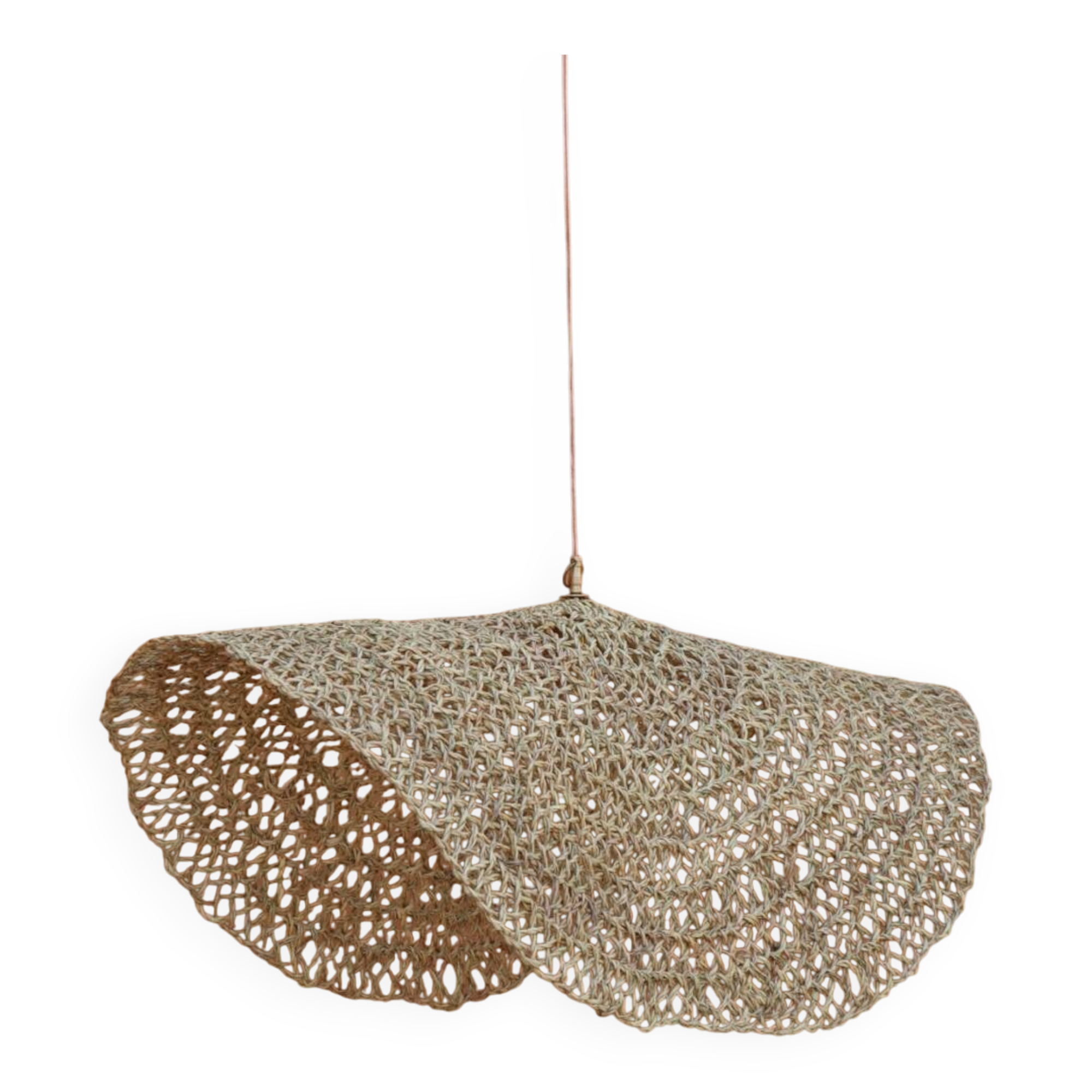 Handmade wicker hanging basket with brass finish