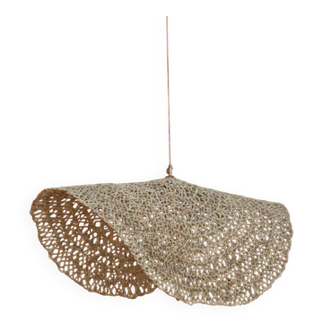 Handmade wicker hanging basket with brass finish