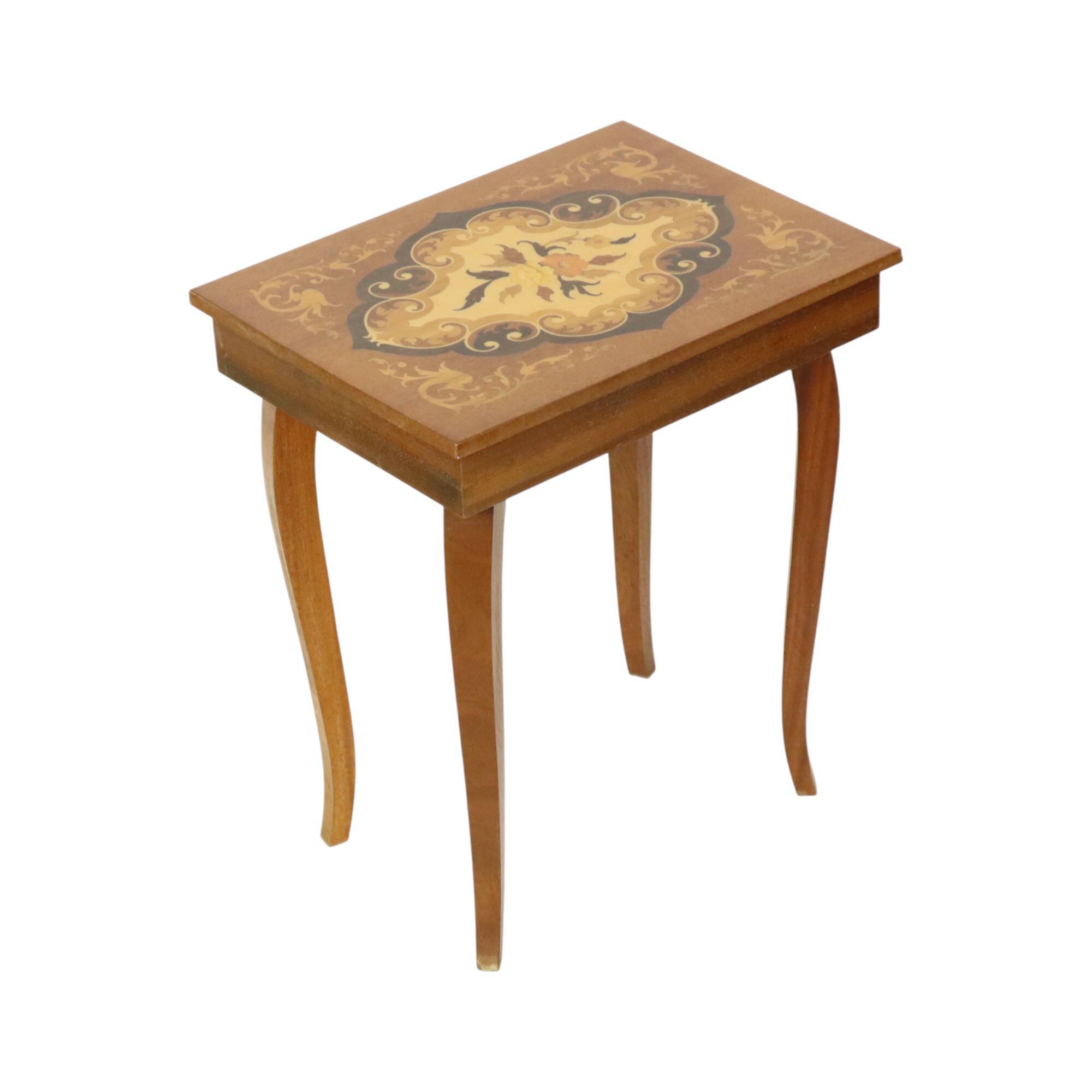 Italian Music Box Wooden Table Sorrento Sankyo