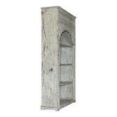 Grande bibliothèque antique anglo-indienne en bois massif sculpté avec peinture d'origine