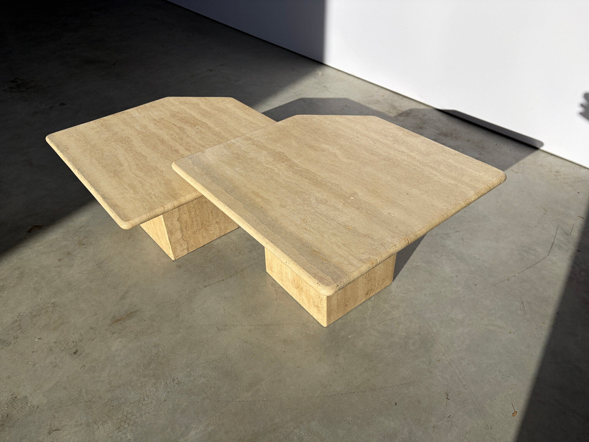 Vintage travertine nesting tables or side tables, 1970s