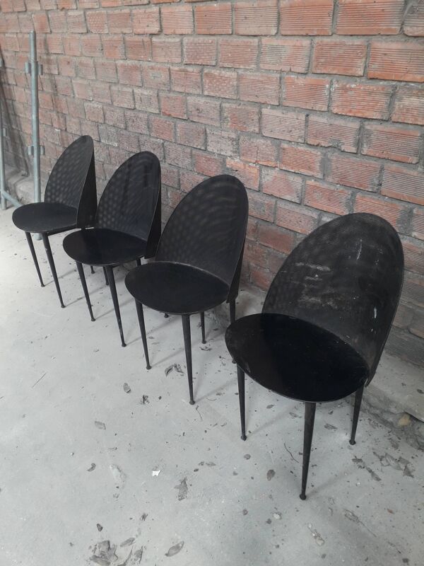4 chaises métalliques vintage