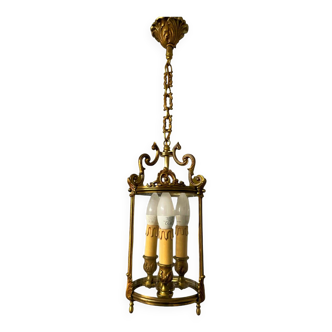 Lustre lanterne en bronze style Louis XVI