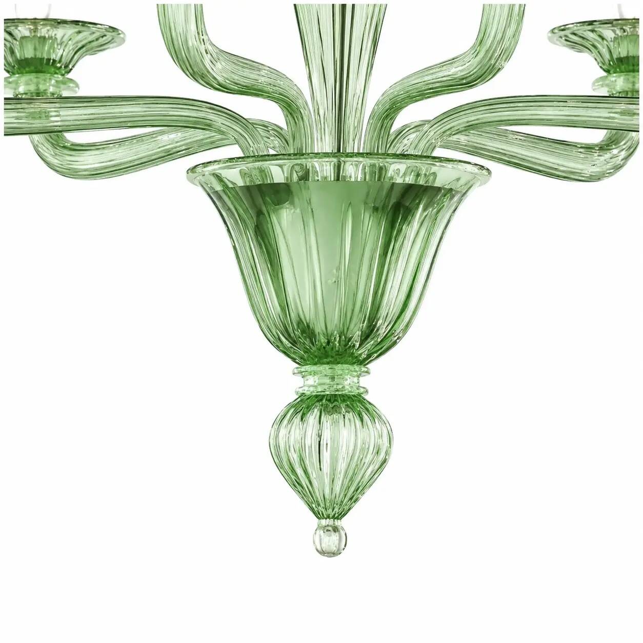Sculptural Linear “Rigadin” Green Murano Glass Chandelier