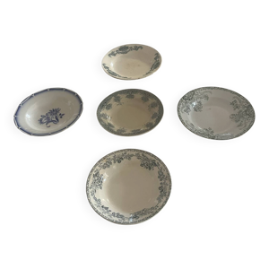 Lot de 5 assiettes anciennes - terre fer