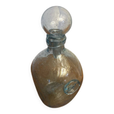 Bouteille ancienne Biot verre soufflé bullé bleu + bouchon vintage