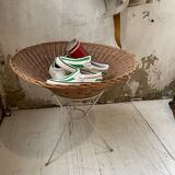 Wicker garden basket on tripod support