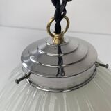 Paire d’anciennes suspensions art-deco en opaline xl
