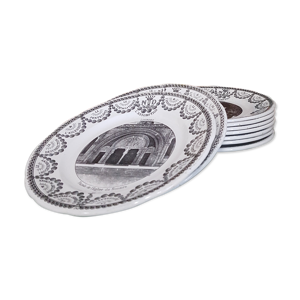 9 assiettes digoin & - sarreguemines