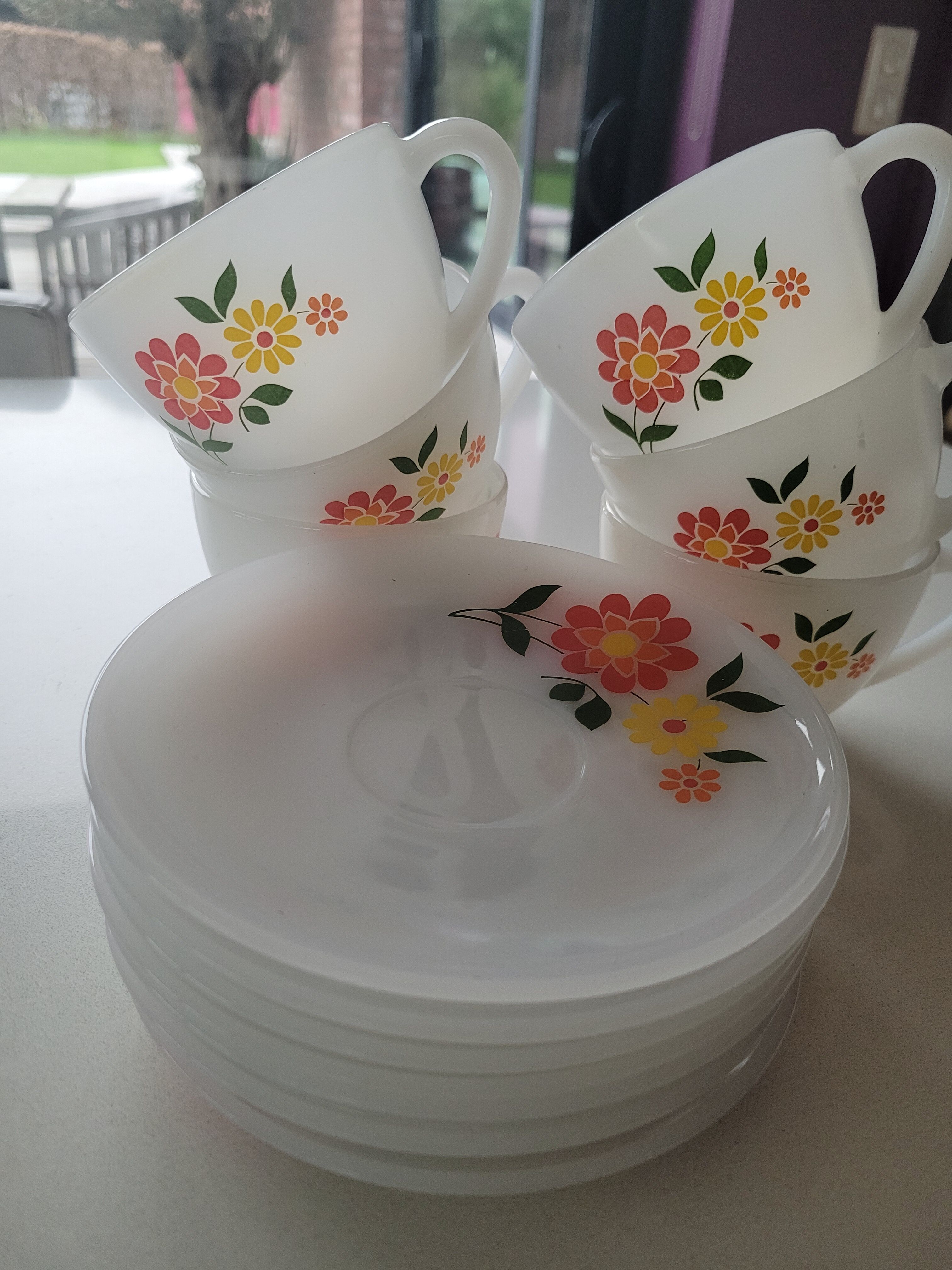 6 cups and 8 Arcopal sub-cups