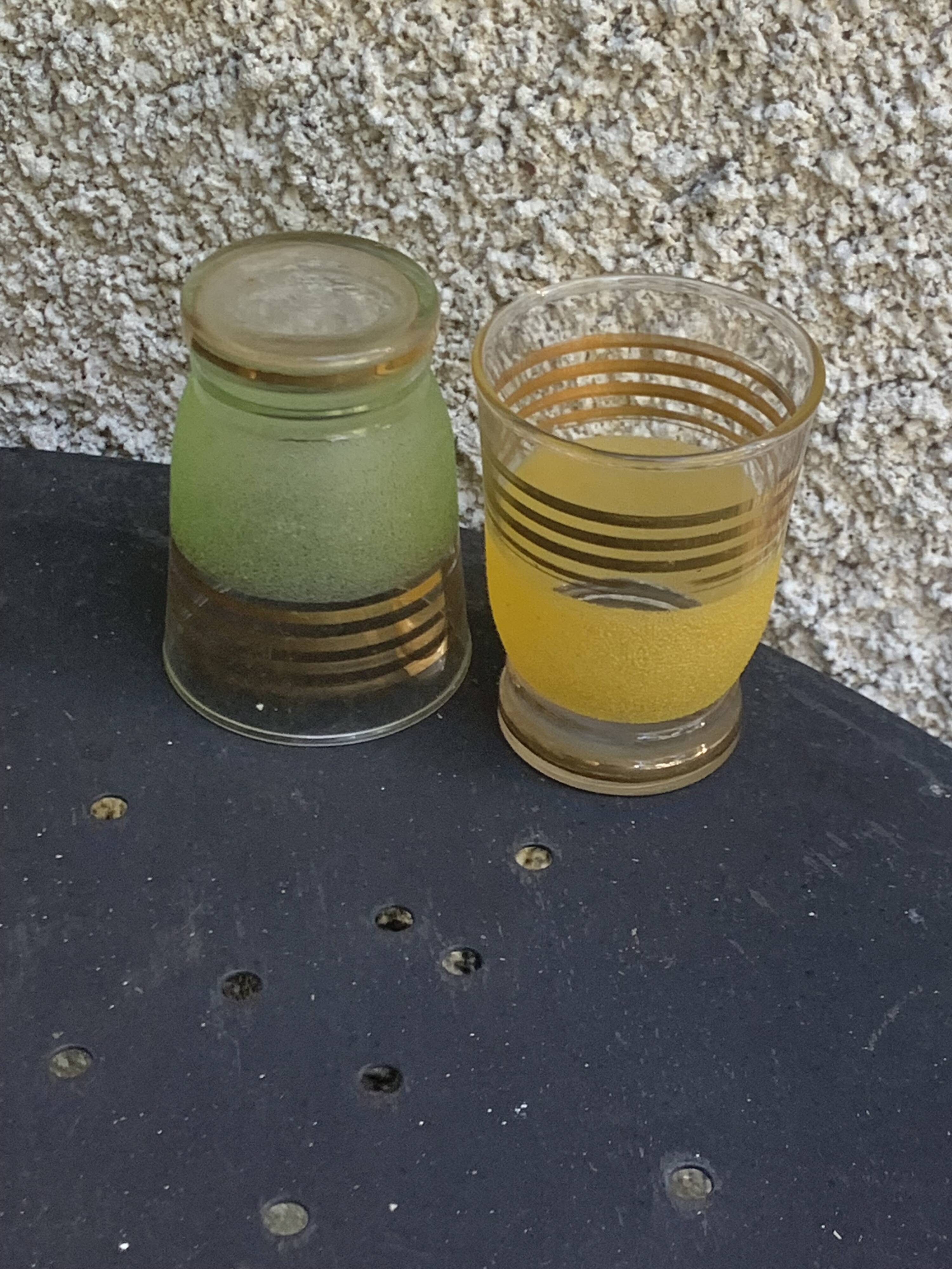 Liqueur set, Porto, consisting of a blue granite carafe and 6 glasses