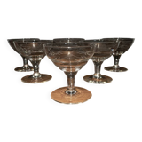 6 engraved champagne glasses from the 30s/40s
