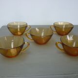 Tasses en verre orange vintage