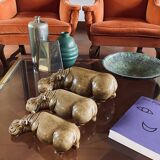 Mid-century Set of 3 ceramic hippos, Zaccagnini Italy 1950s