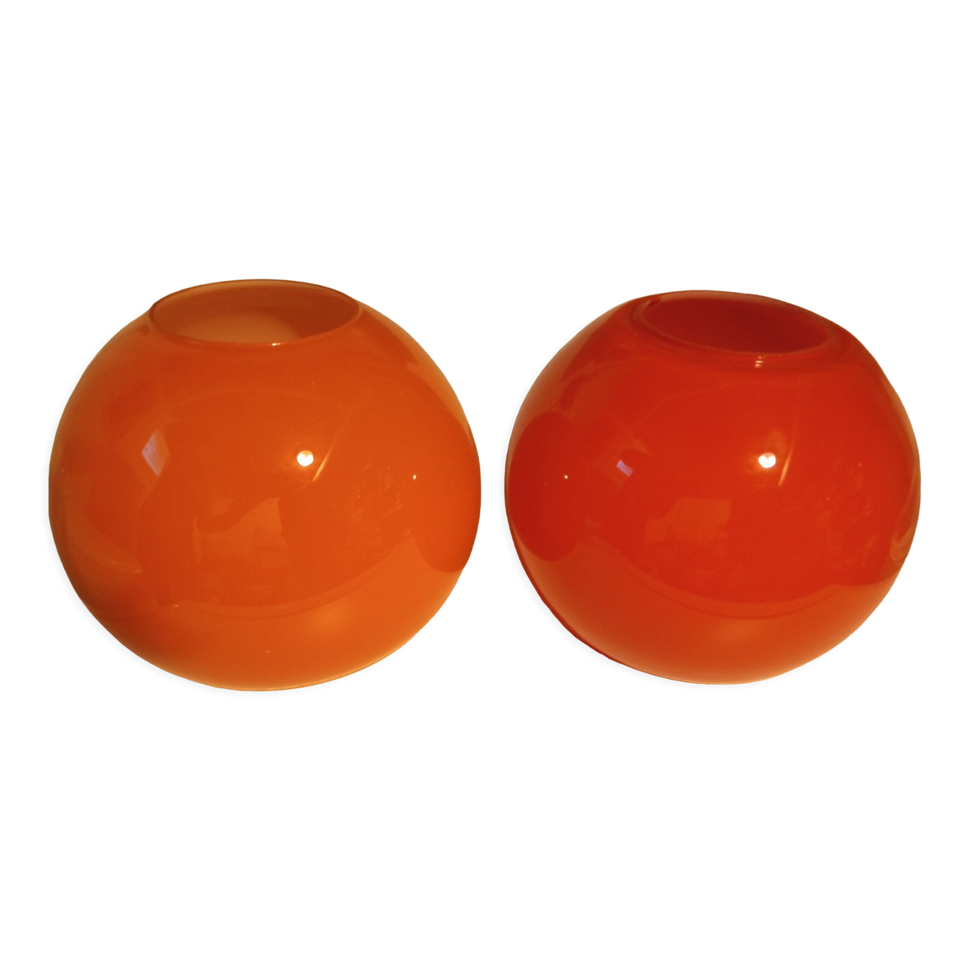 Pair d'opaline vintage oranges
