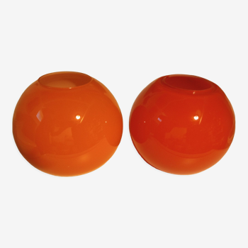 Pair d'opaline vintage oranges