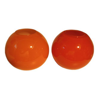 2 opaline lampshades vintage chandelier orange