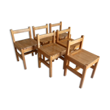 6 pine chairs, 1960