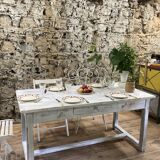 7 flat plates in white and red burgundy porcelain vintage Badonviller model Louise