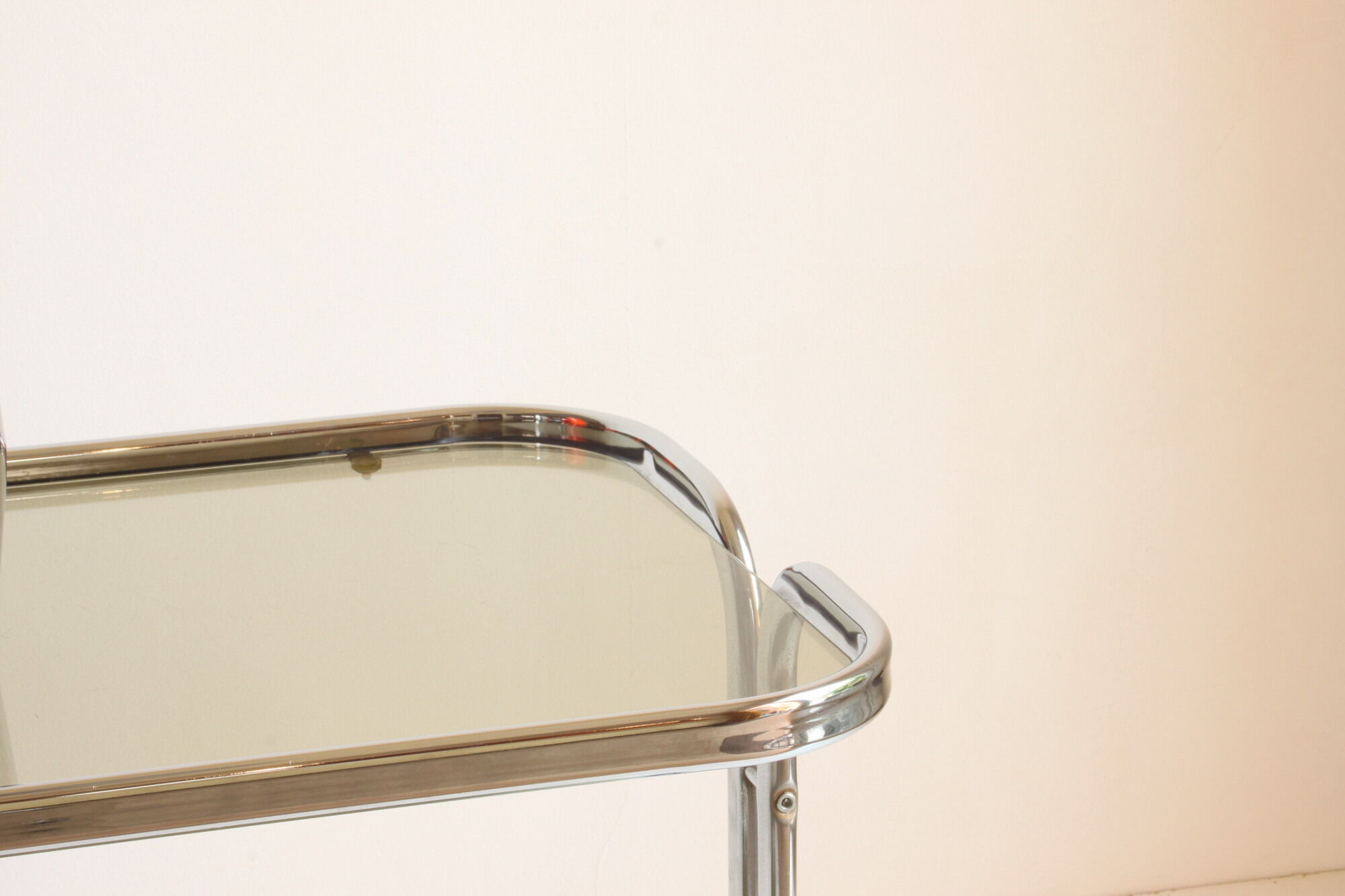 Chrome and smoked glass vintage bar cart trolley, 1970s.