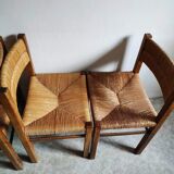 4 straw and wood chairs