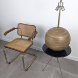 Paire de pieds de lampes de table en bois laminé et laiton, années 1960